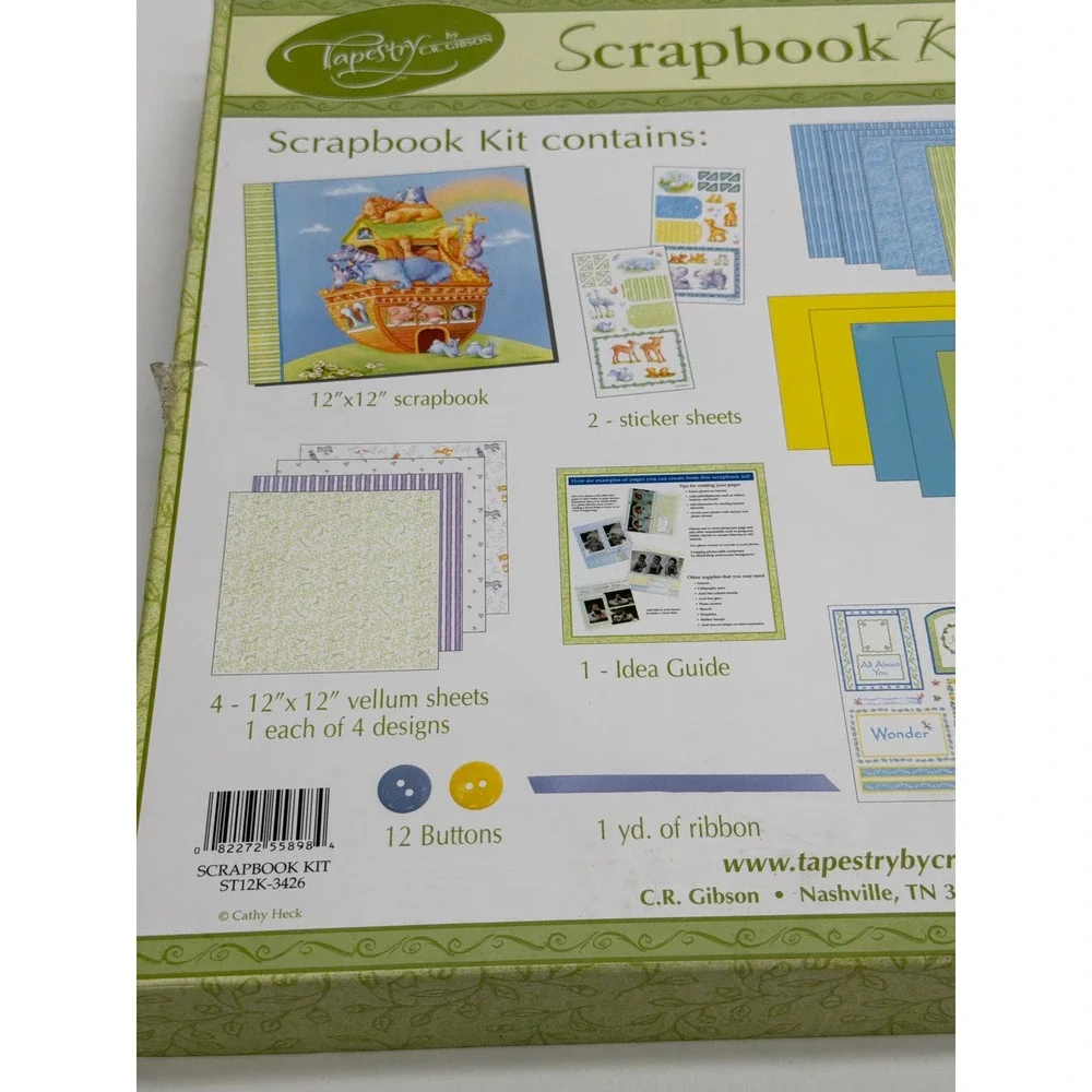 C.R. Gibson Tapestry Noahs Ark Scrapbook Kit Cathy Heck 12x12 Album ST12K-3426